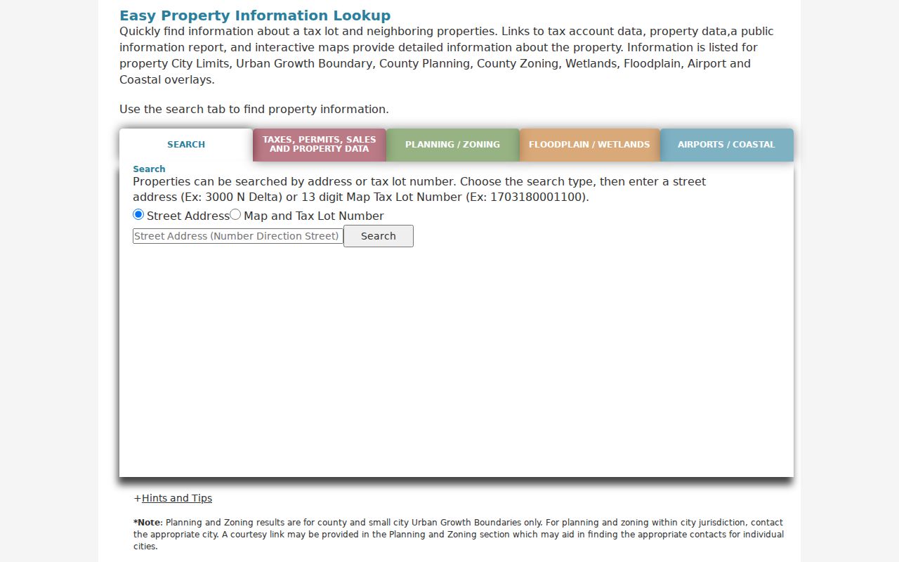 Springfield street directory Easy Property address and tax-lot search