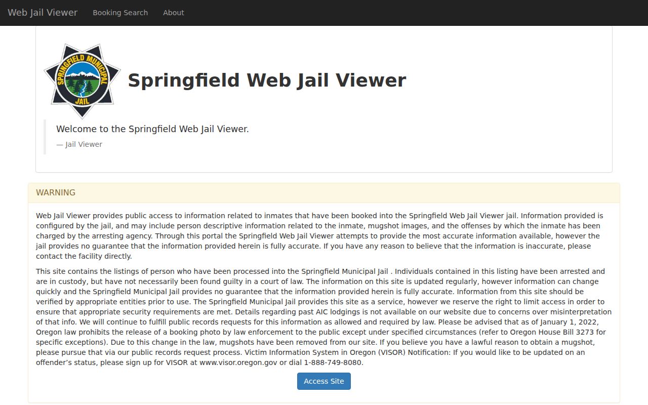 Springfield resident lookup Municipal Jail Viewer